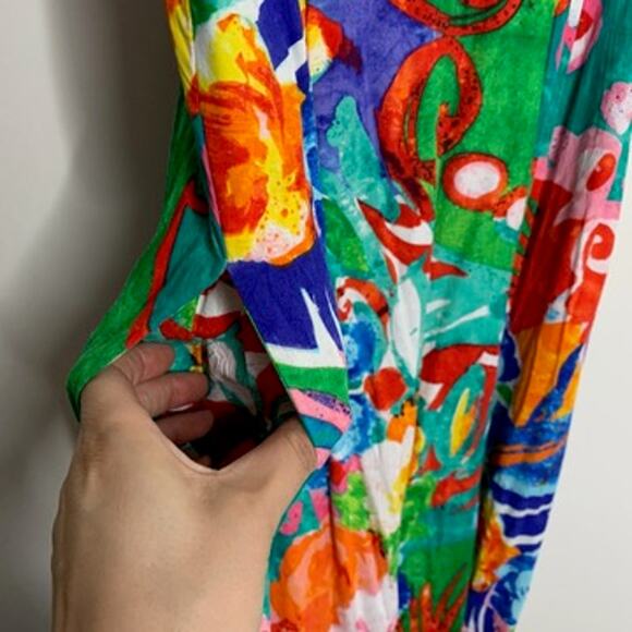 JAMS WORLD Janice Hawaiian Floral Print Sleeveless empire Womens Dress Small - Picture 9 of 15